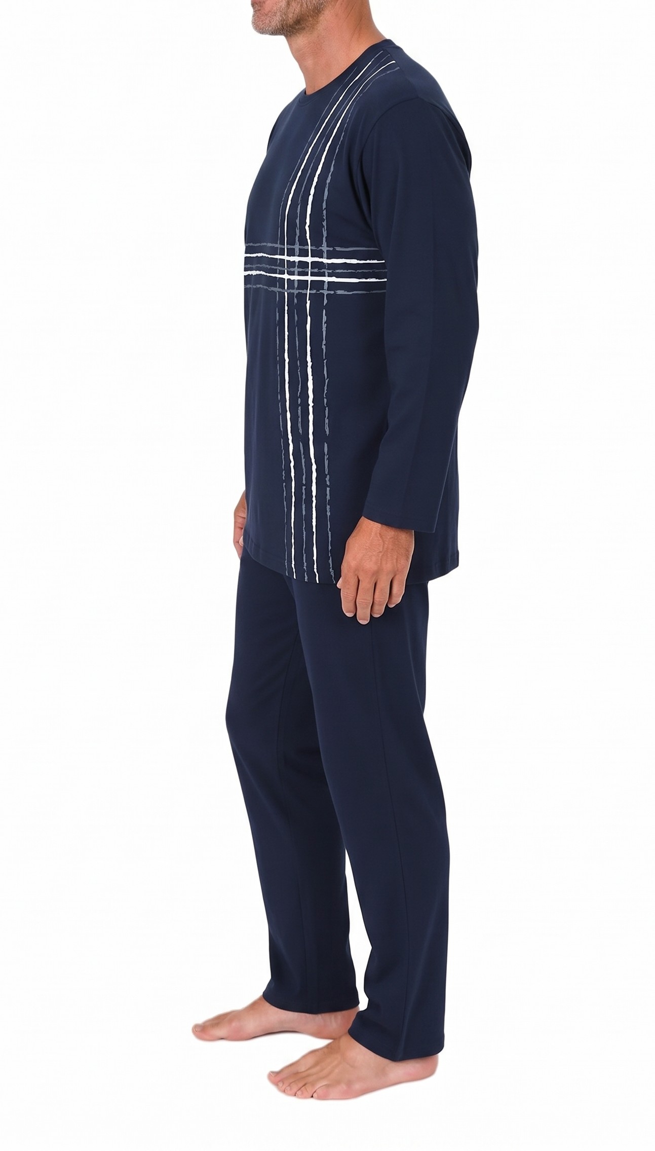 Normann Herren langarm Schlafanzug Pyjama mit Frontprint, elegante Optik Normann Herren langarm Schlafanzug Pyjama mit Frontprint, elegante Optik
