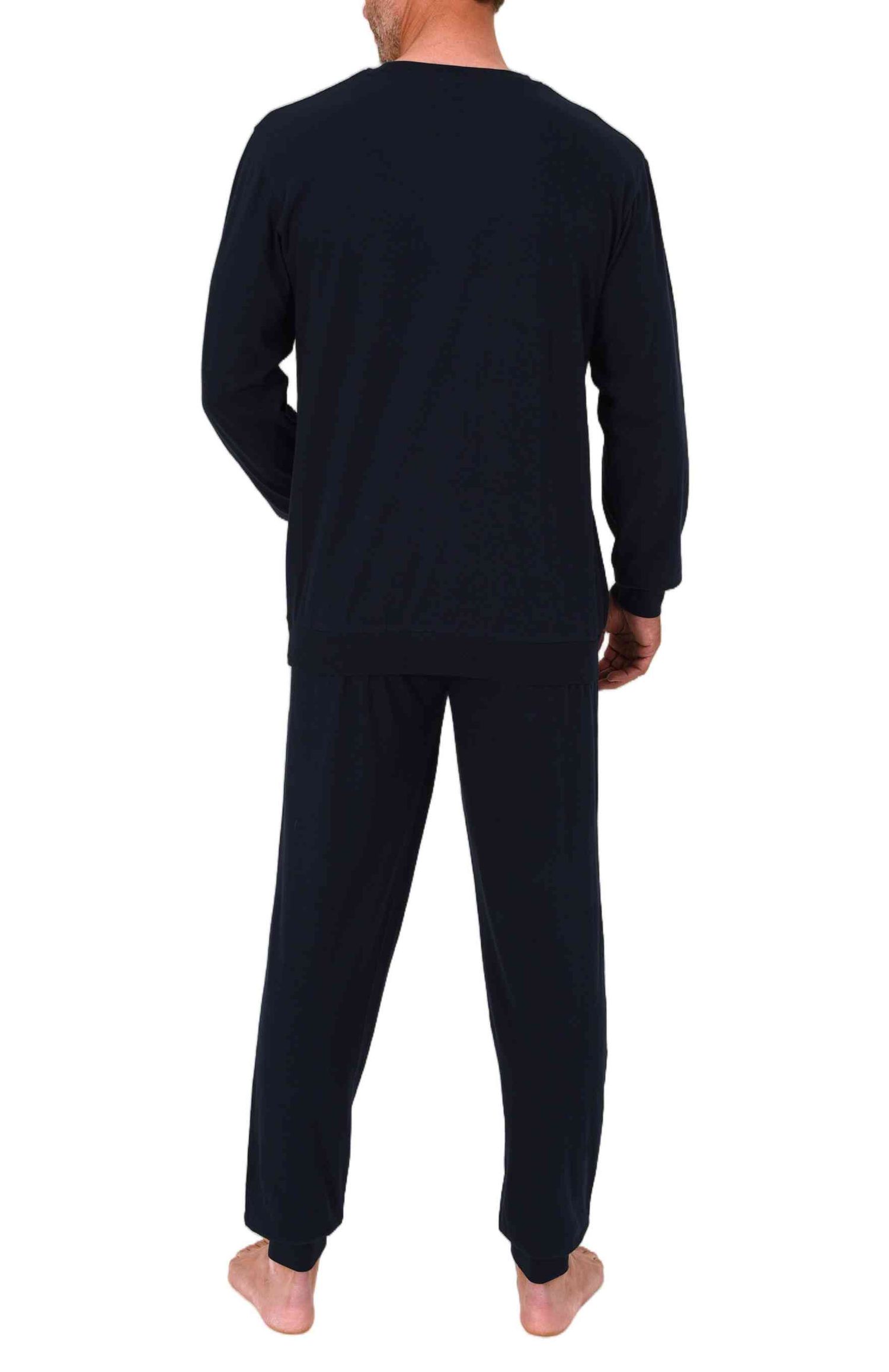 Normann Herren langarm Schlafanzug mit Bündchen Pyjama mit Frontprint Normann Herren langarm Schlafanzug mit Bündchen Pyjama mit Frontprint