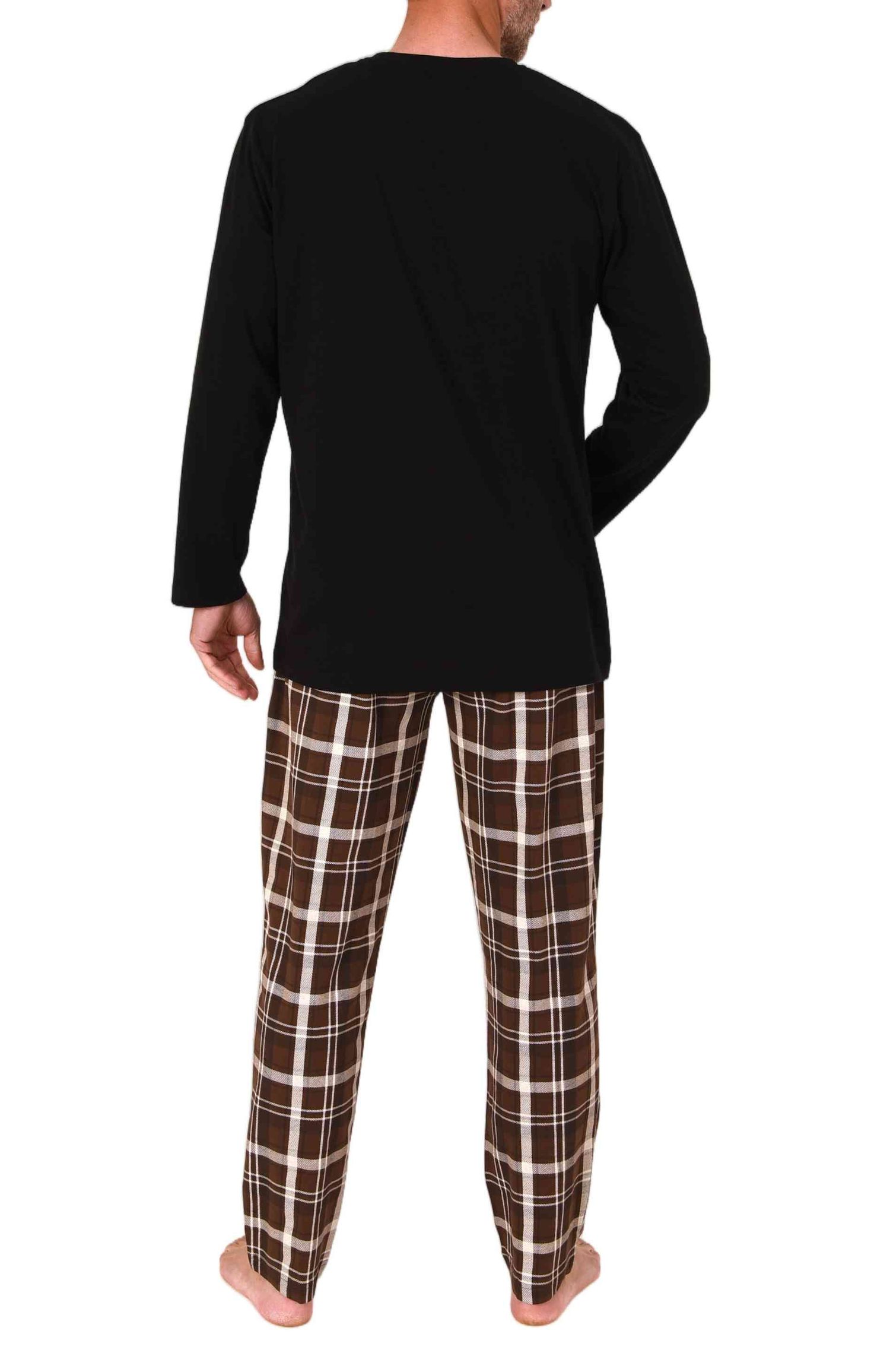 Normann Herren Schlafanzug lang mit karierter Jersey Pyjamahose