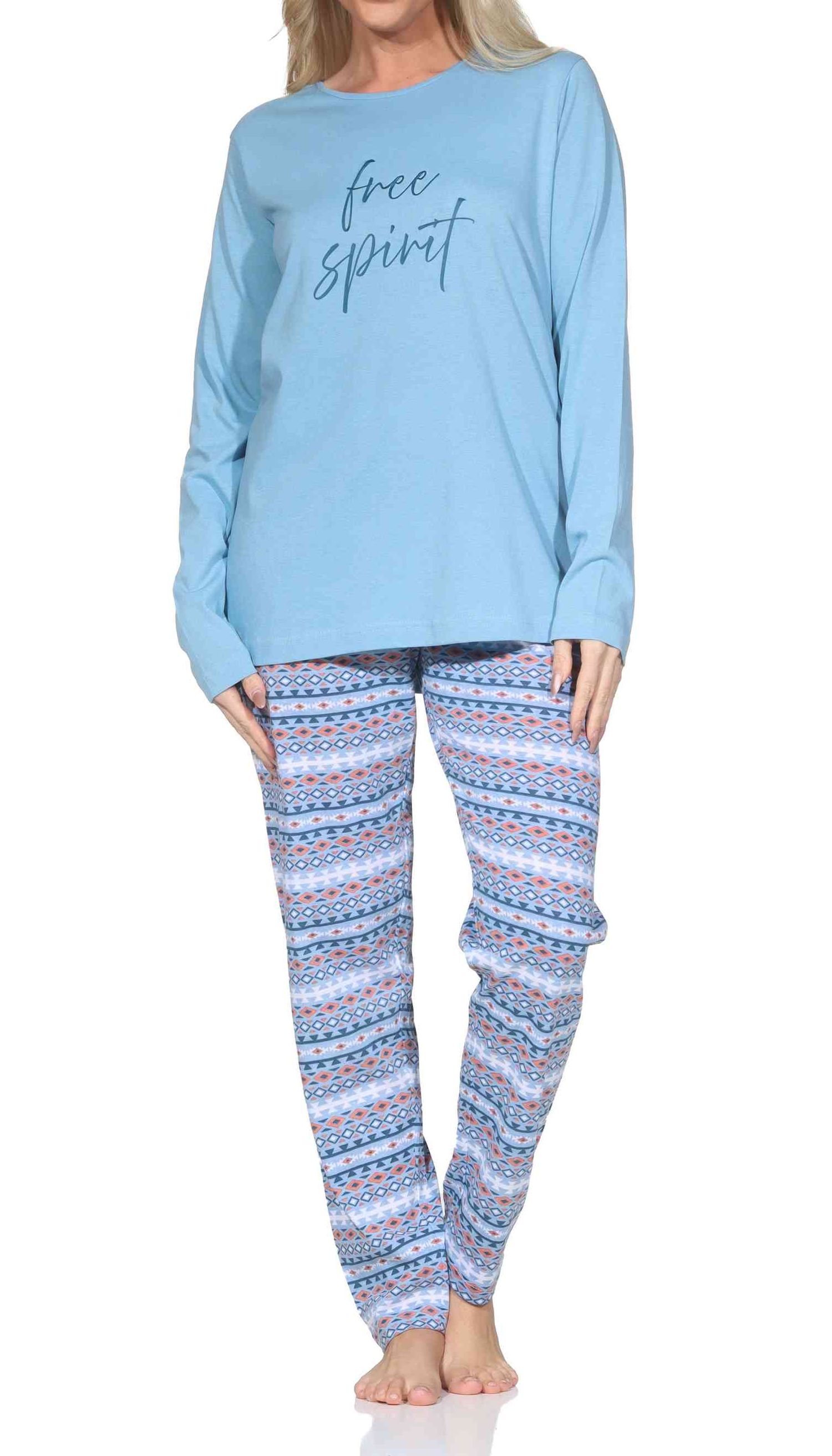 Normann Damen langarm Schlafanzug Pyjama im wunderschönen Ethnolook Normann Damen langarm Schlafanzug Pyjama im wunderschönen Ethnolook