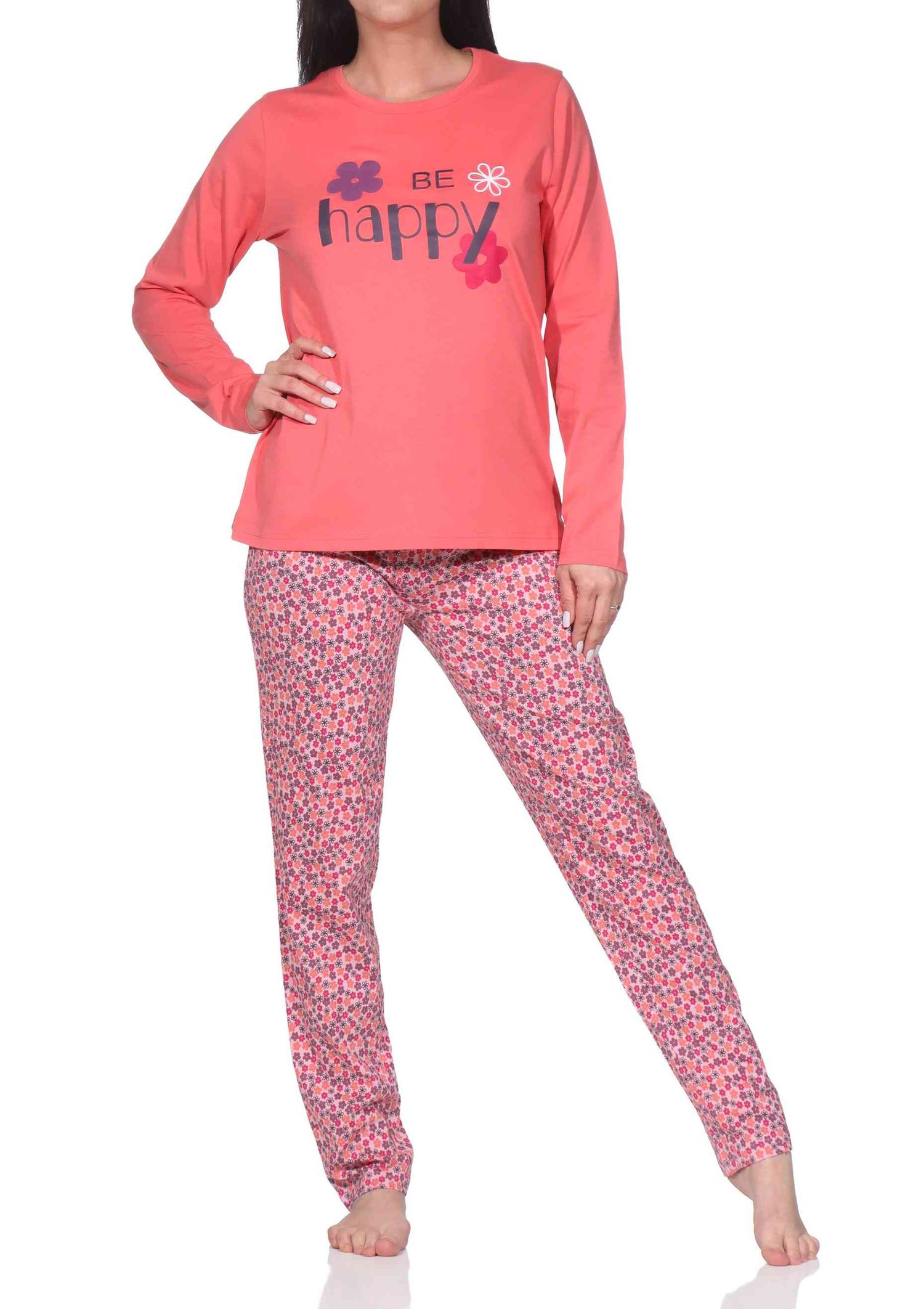 Normann Damen Schlafanzug lang, Pyjamahose in wunderschönen floralen Optik Normann Damen Schlafanzug lang, Pyjamahose in wunderschönen floralen Optik