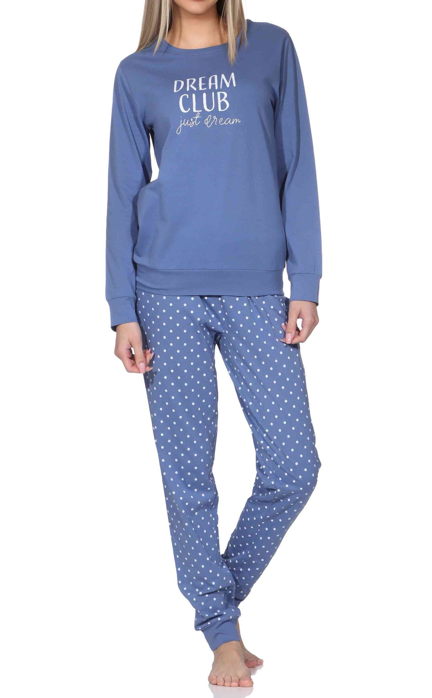 Normann Damen langarm Schlafanzug mit Bündchen Pyjama in Tupfen Punkte Design Normann Damen langarm Schlafanzug mit Bündchen in Tupfen Punkte Design
