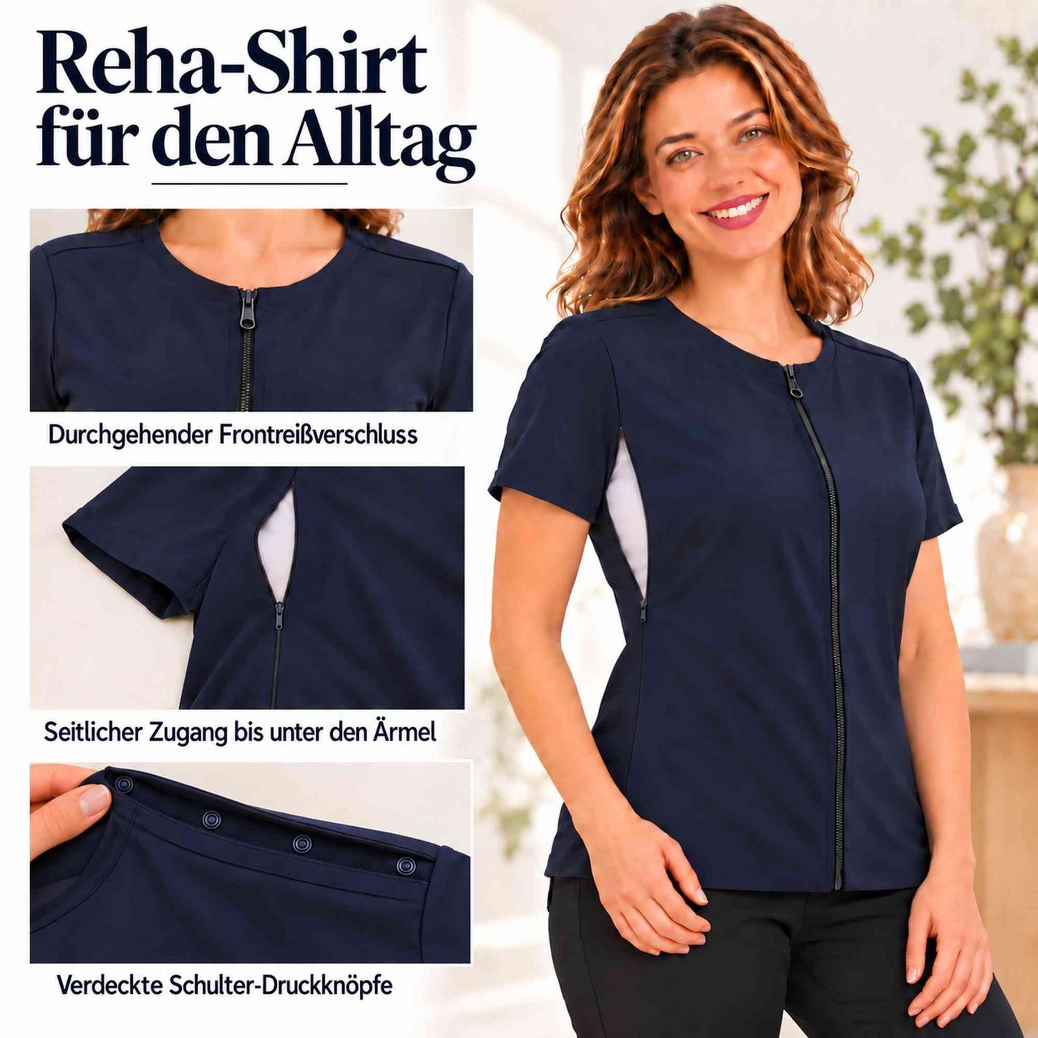 Damen Reha Shirt mit Drainagetaschen, Mastektomie, Brust-Operation, Chemo Damen Reha Shirt mit Drainagetaschen, Mastektomie, Brust-Operation, Chemo