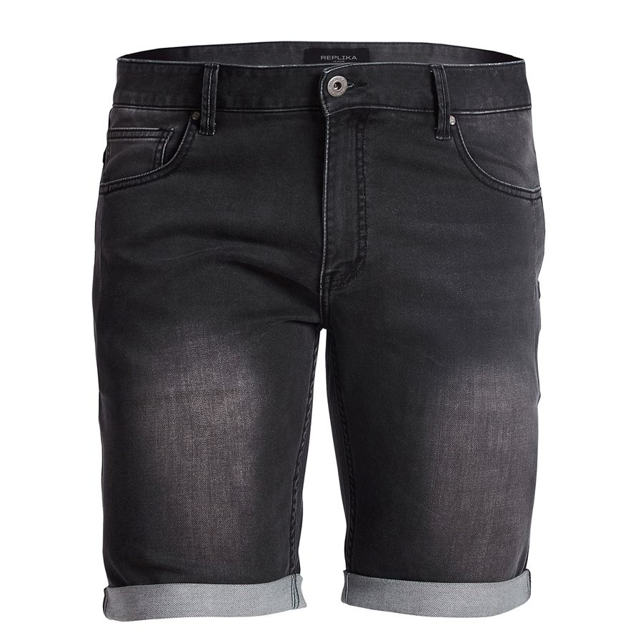 XXL Replika Jeans Stretch Shorts schwarz used wash