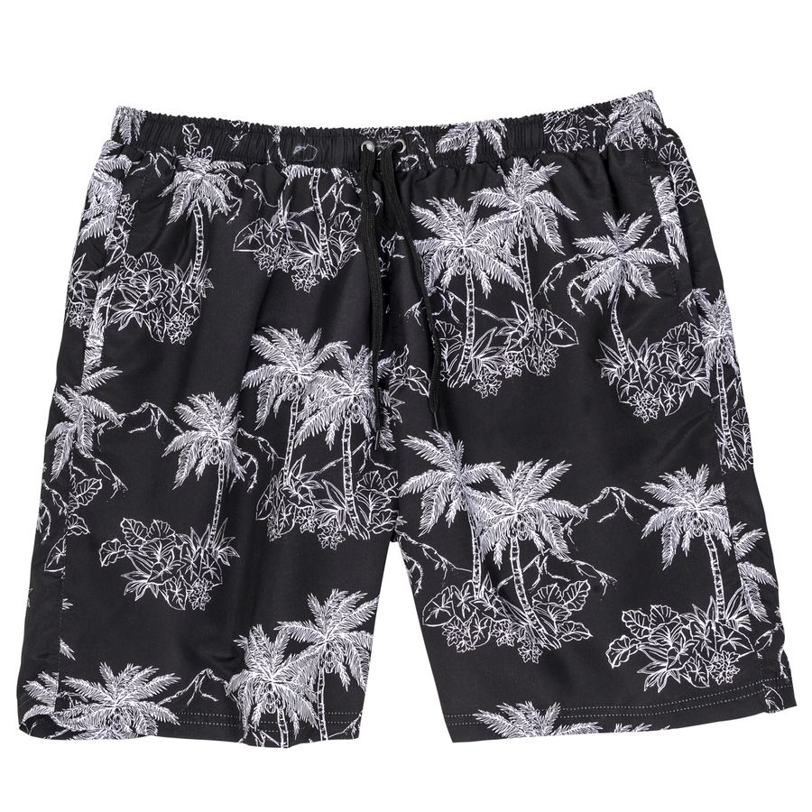 Abraxas XXL Badeshorts Palmenmuster schwarz-weiß