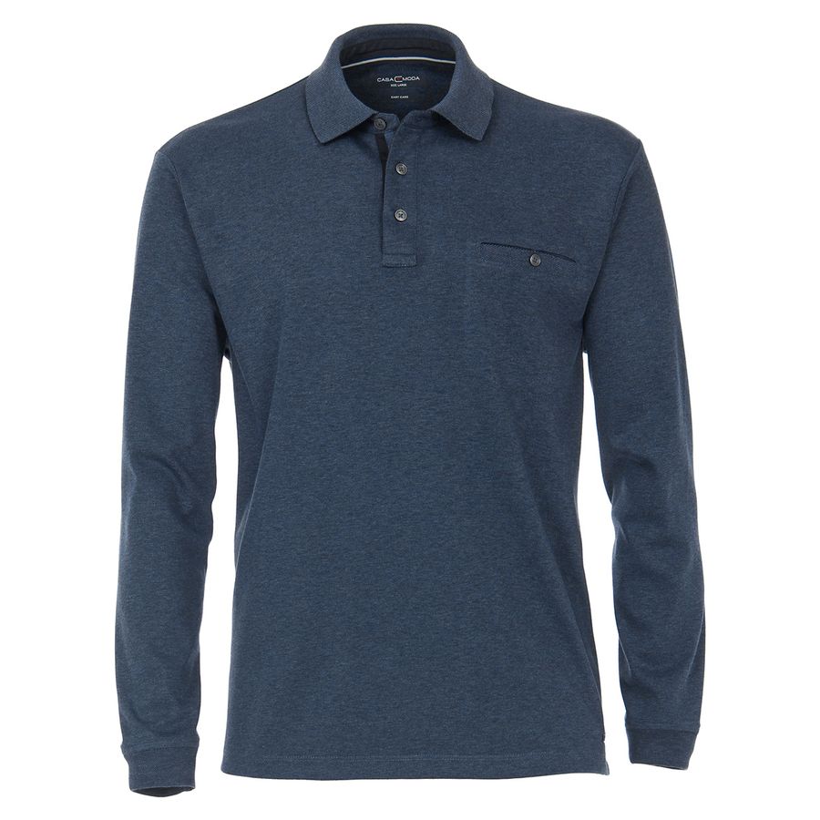 CasaModa XXL Polo Langarm blau melange easy care