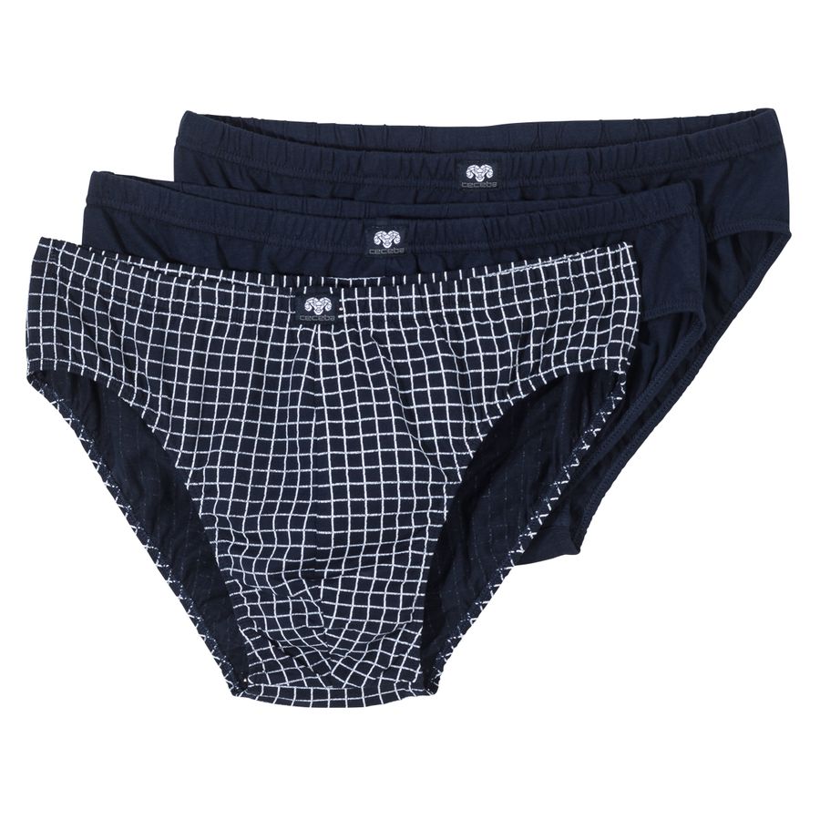 Ceceba 3er-Pack Slips Übergröße navy/Gitterkaro