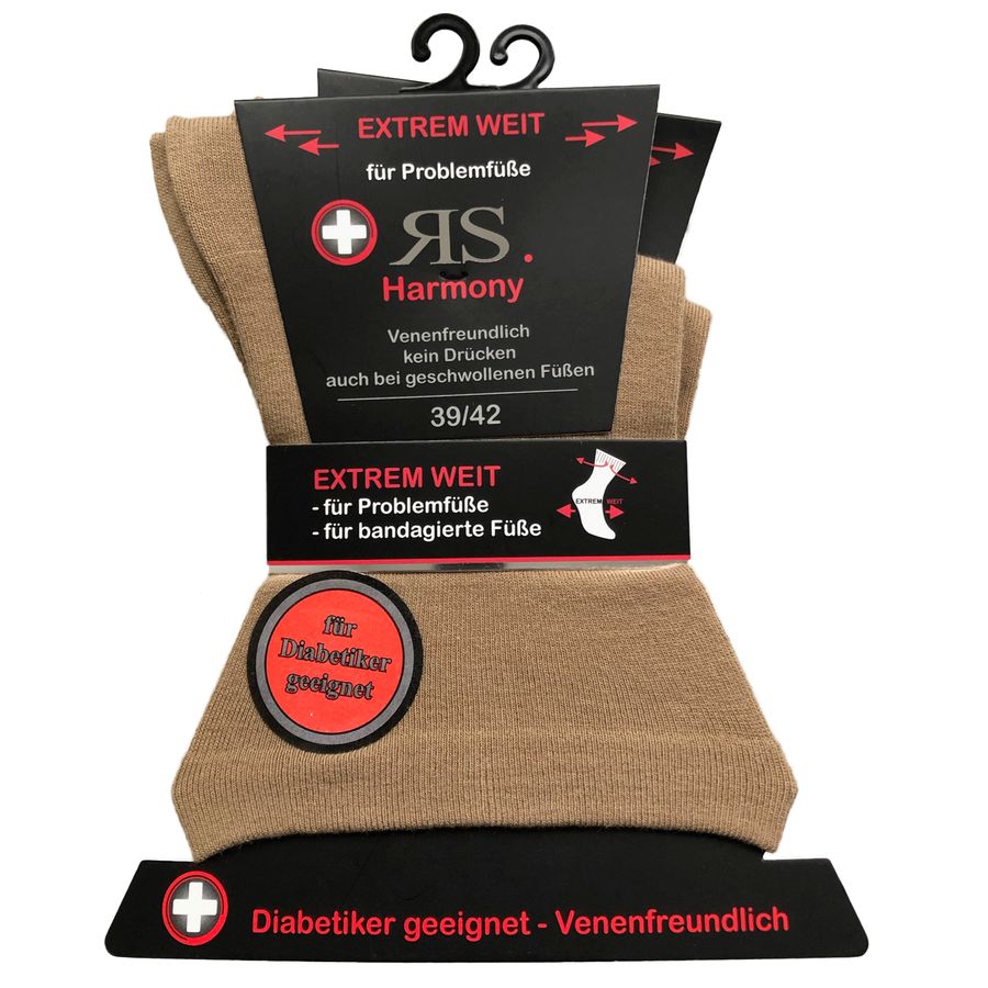 RS Harmony 2er-Pack Strumpf extrem weit beige