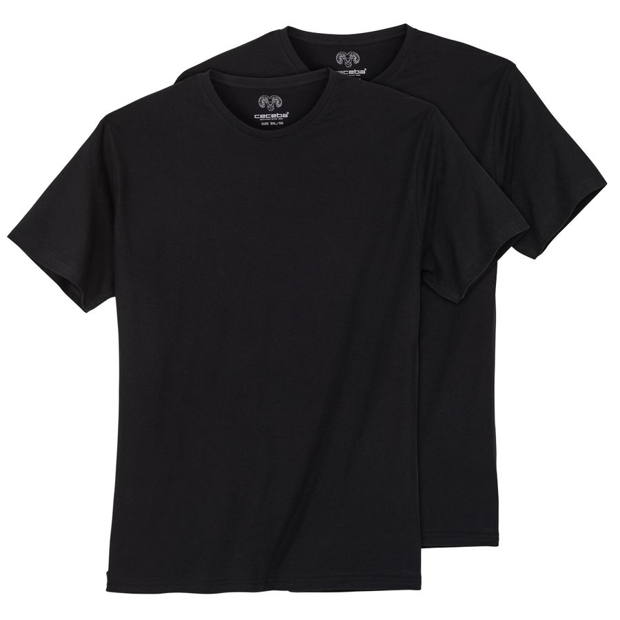 Ceceba Übergrößen T-Shirt 2er-Pack schwarz Rundhals