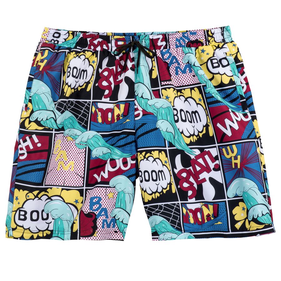 Abraxas Badeshorts Übergröße bunter Comic-Print