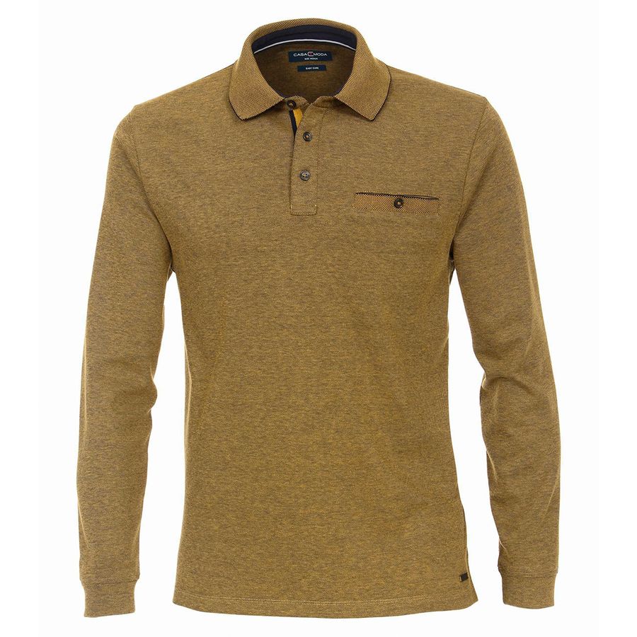 CasaModa Langarm-Poloshirt Übergröße gelb melange