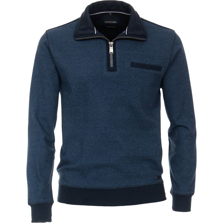 CasaModa Troyer-Sweatshirt blau melange große Größen