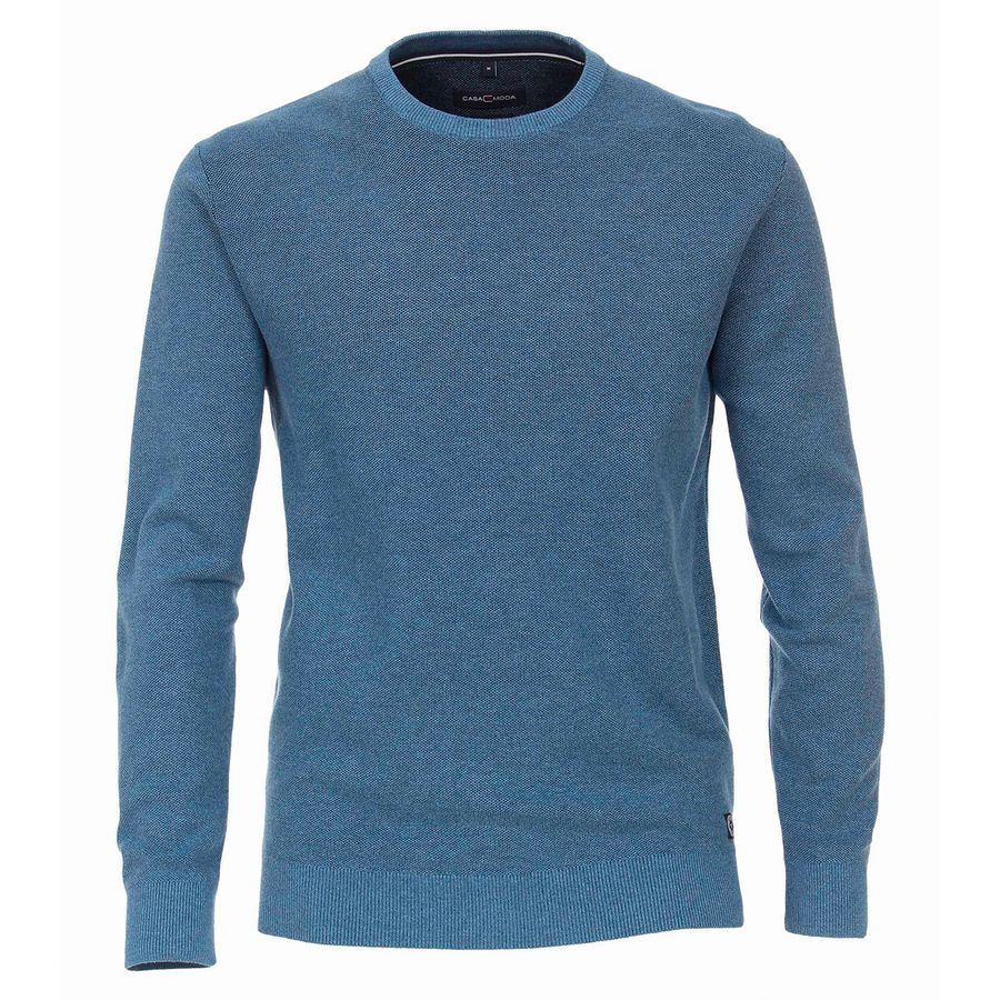 CasaModa Pullover Übergröße blau melange Struktur