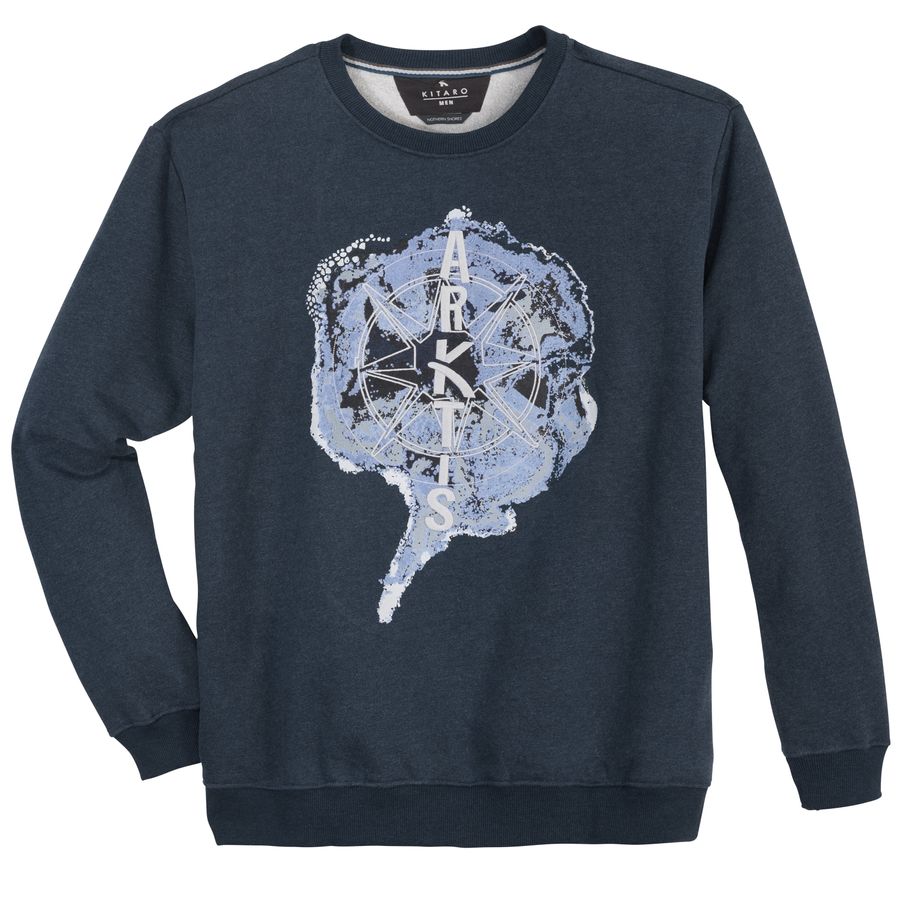 Kitaro Übergrößen Sweater Flockprint navy melange