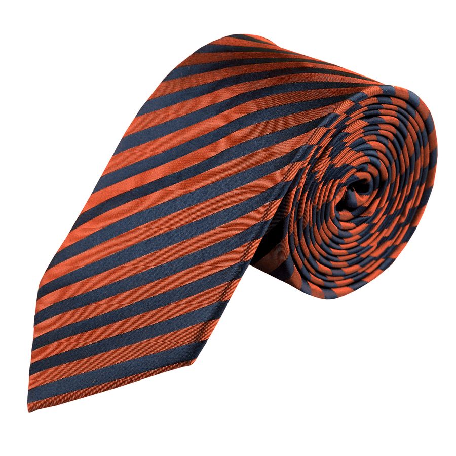 Venti Krawatte Überlänge terracotta-navy gestreift