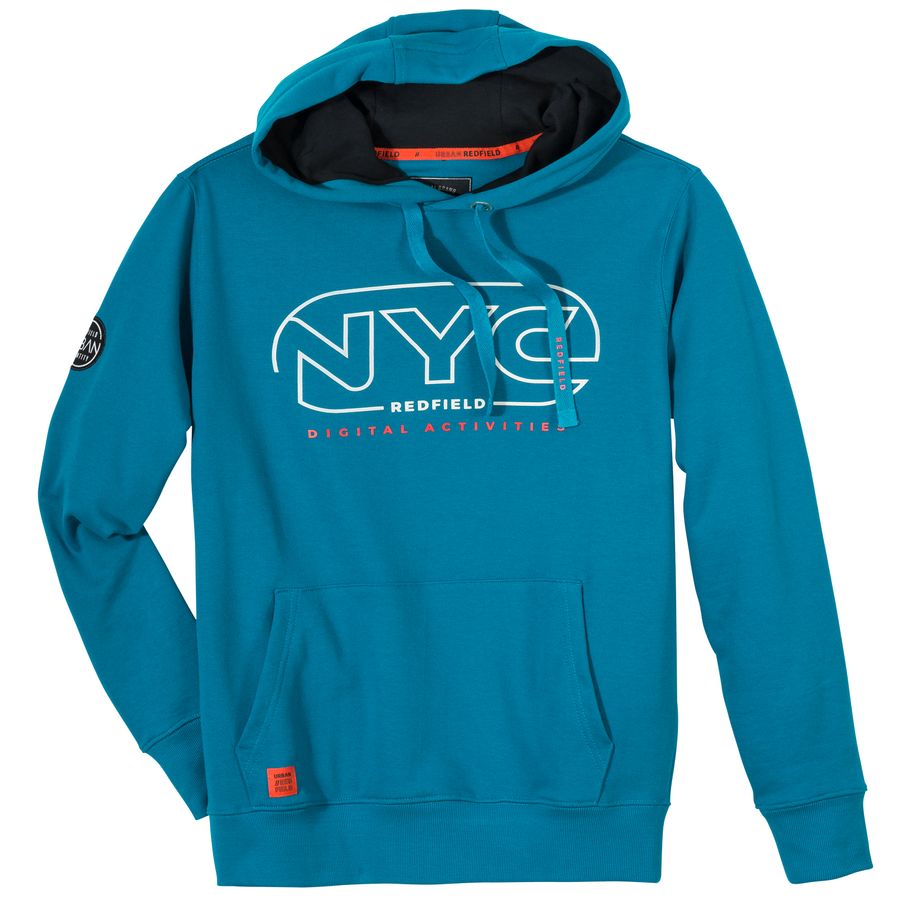 Redfield Übergrößen Hoodie Print NYC türkisblau