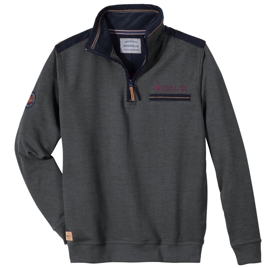 Redfield modisches XXL Troyer-Sweatshirt anthrazit