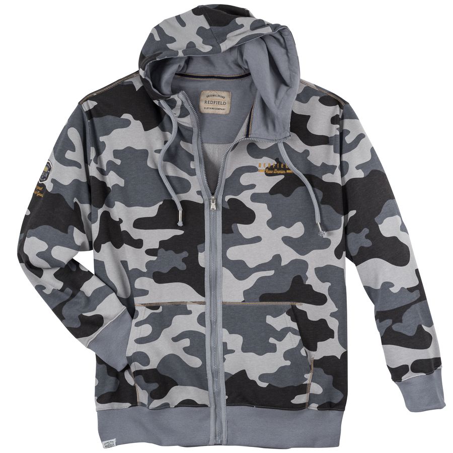 Redfield Sweatjacke Übergröße grau Camouflagemuster