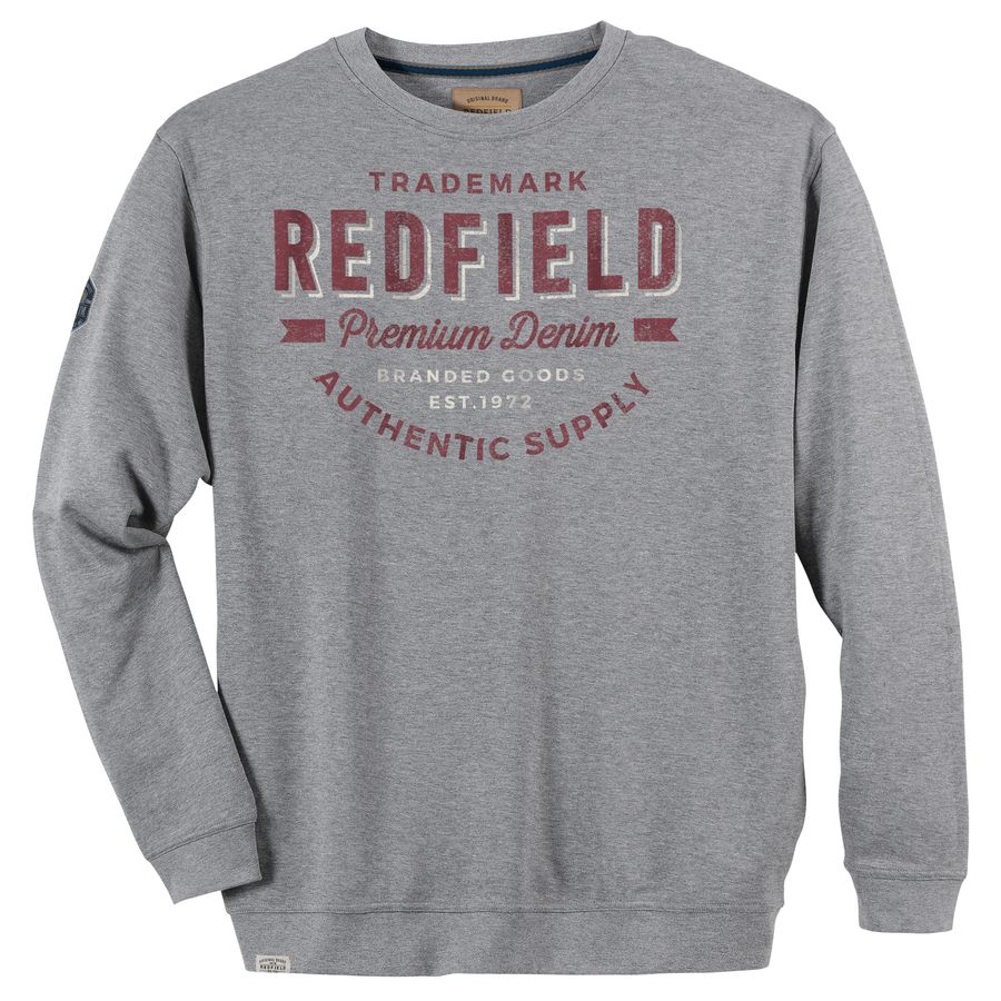 Redfield XXL Sweater grau melange Print Used Look