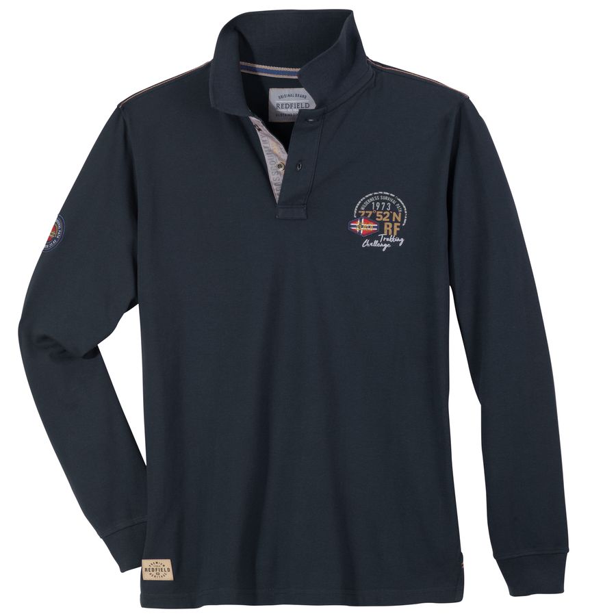 Redfield modisches Langarm-Polo Übergröße navy