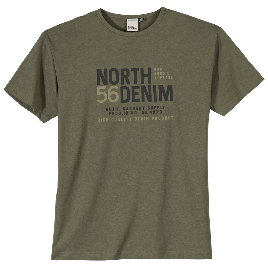 North Latitude Übergrößen T-Shirt oliv cooler Print