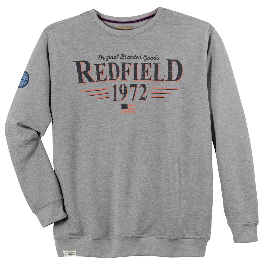 Redfield Übergrößen Logo Sweatshirt grau melange