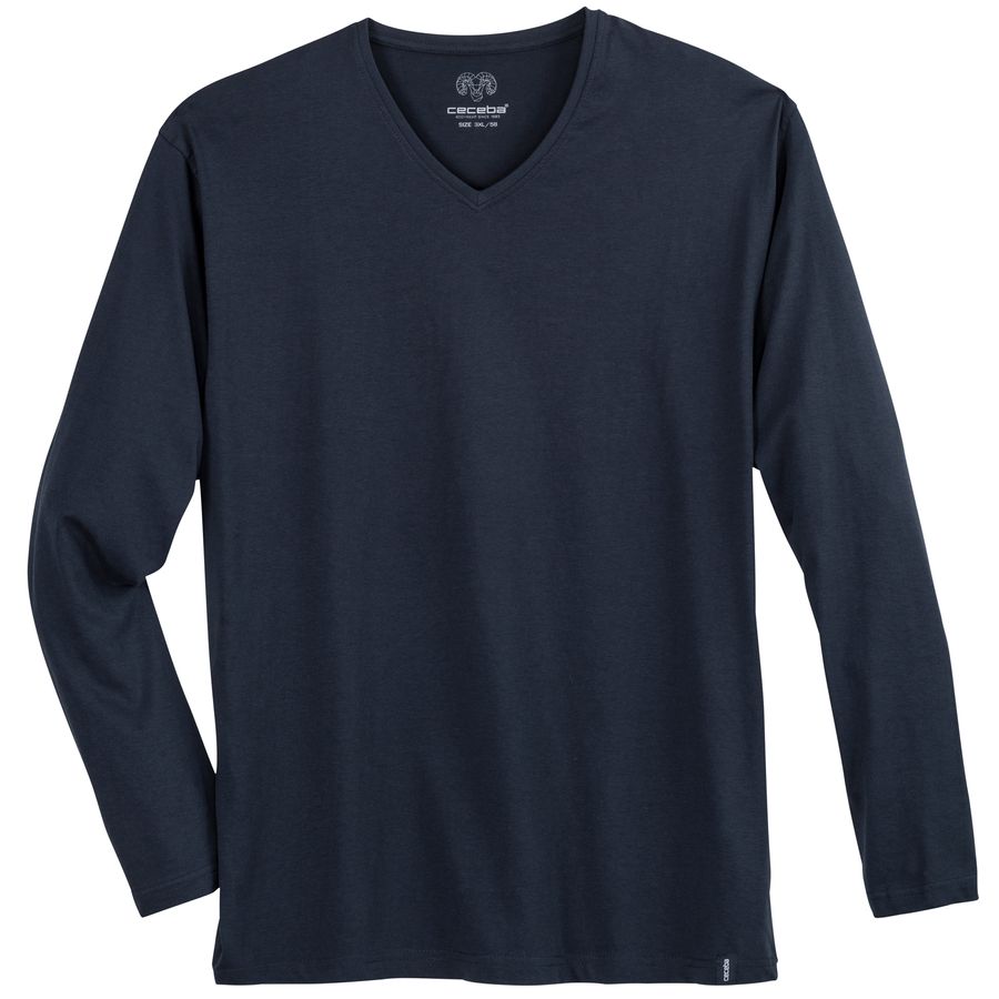 Ceceba V-Neck Longsleeve Übergröße navy