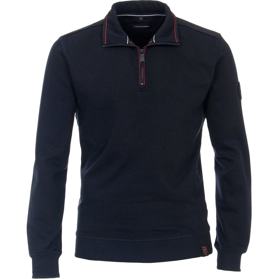 CasaModa XXL Sweat-Troyer Kontrast-Details navy