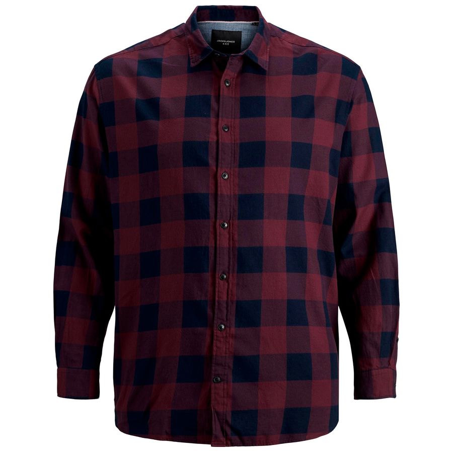 Jack&Jones Langarmhemd XXL weinrot-navy kariert