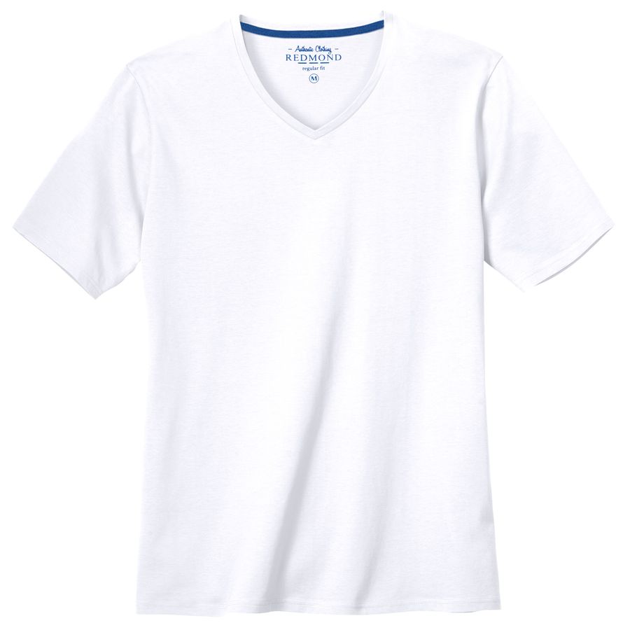 Redmond Basic T-Shirt V-Neck weiß große Größen
