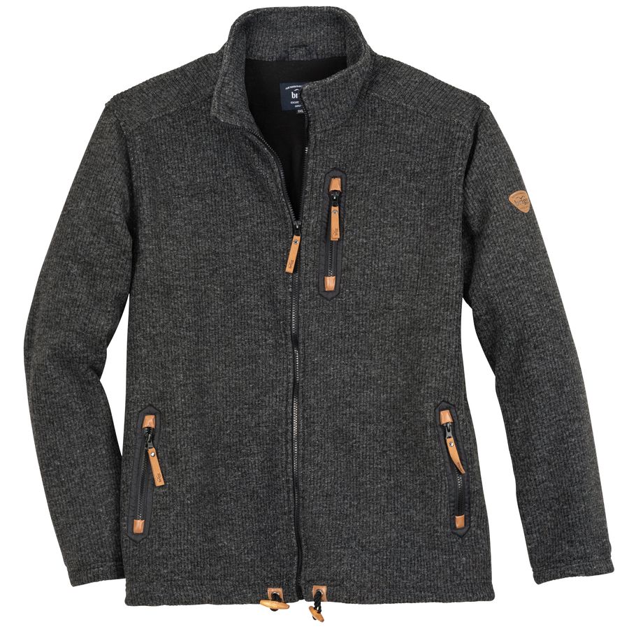 Brigg XXL Fleecejacke Strickoptik anthrazit melange
