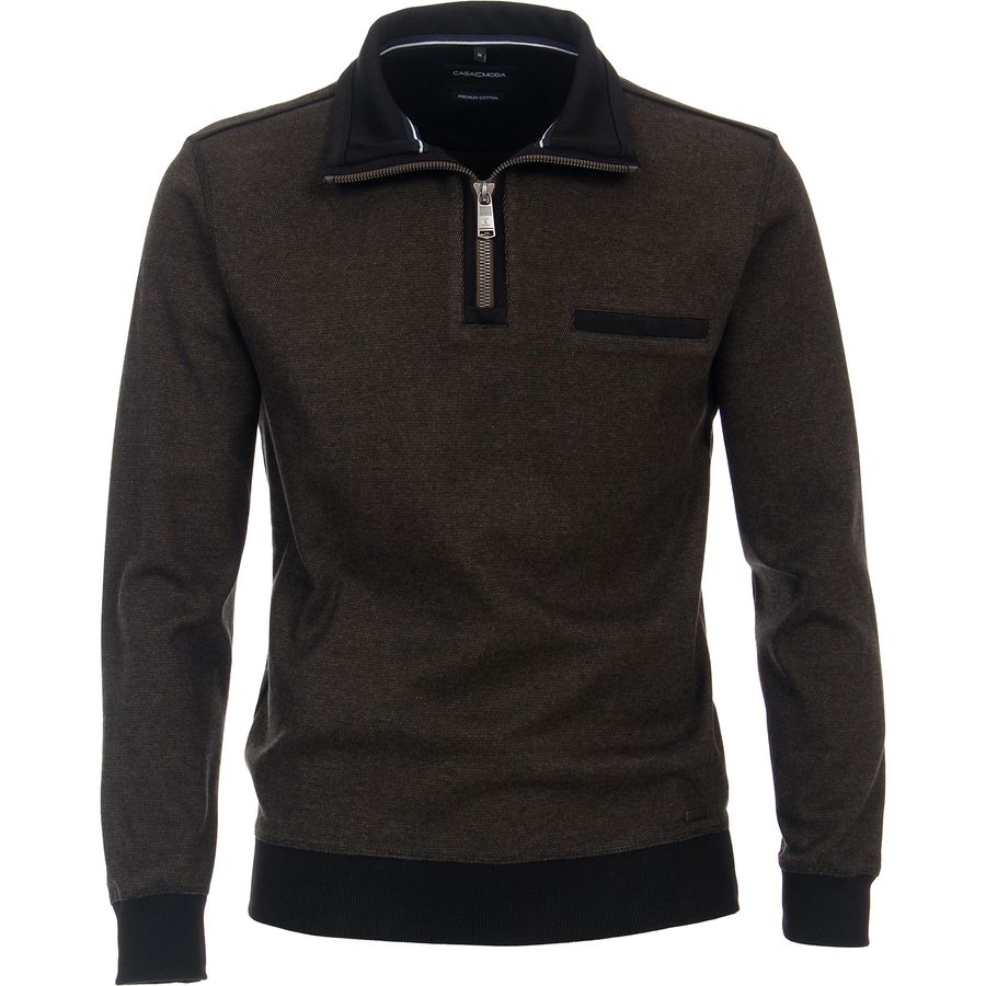 CasaModa XXL Sweat-Troyer Struktur braun-schwarz