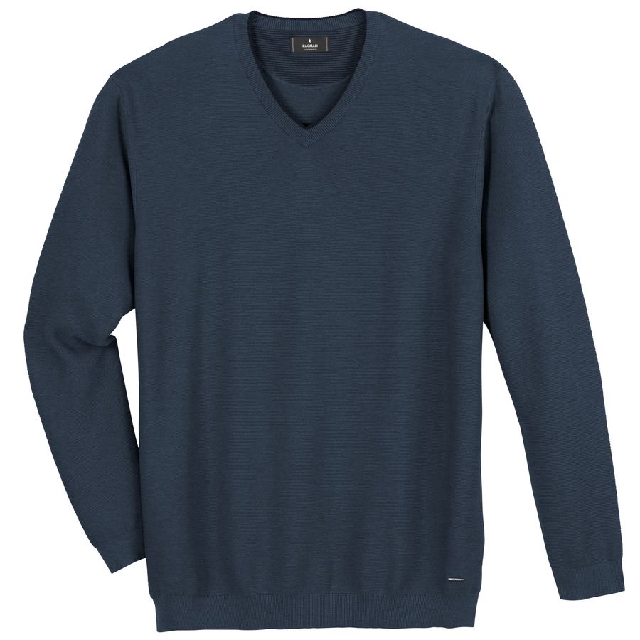 Ragman XXL Pullover V-Neck denimblau melange