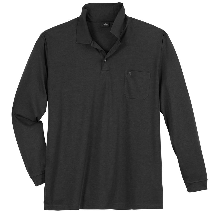 Ragman Softknit Langarm-Polo XXL anthrazit melange