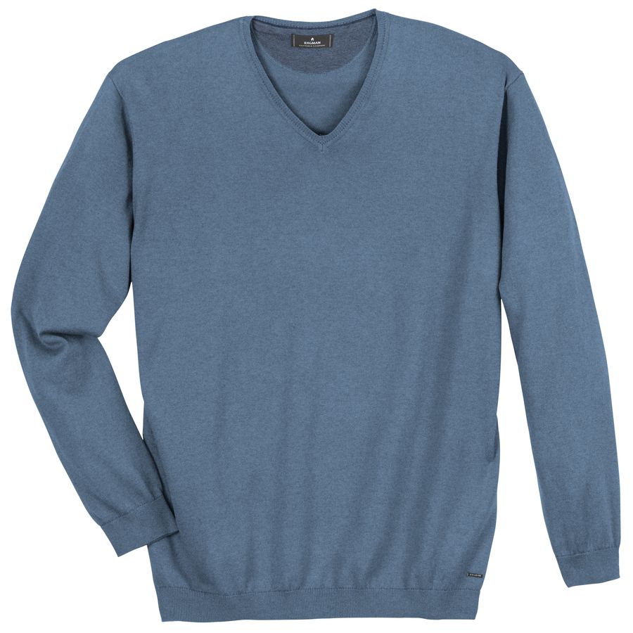 Ragman XXL Pullover V-Neck Kaschmiranteil blau
