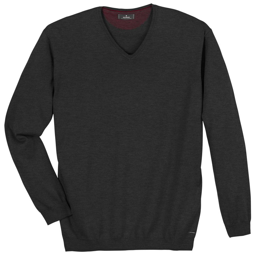 Ragman XXL V-Neck Pullover Kaschmiranteil anthrazit