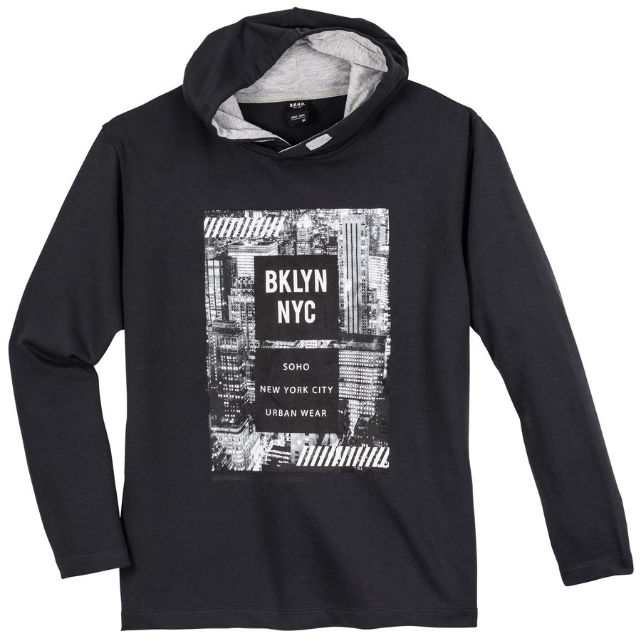 S.O.H.O Übergrößen Hoodie modisch schwarz BKLYN