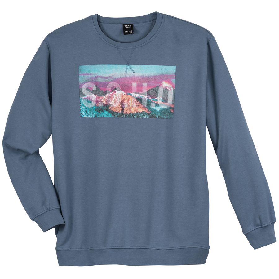 S.O.H.O XXL Sweatshirt rauchblau Logo-Fotoprint