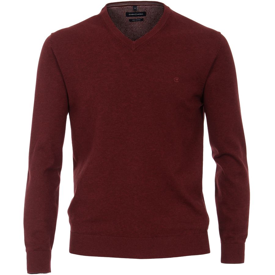 CasaModa XXL Pullover V-Neck dunkelrot melange