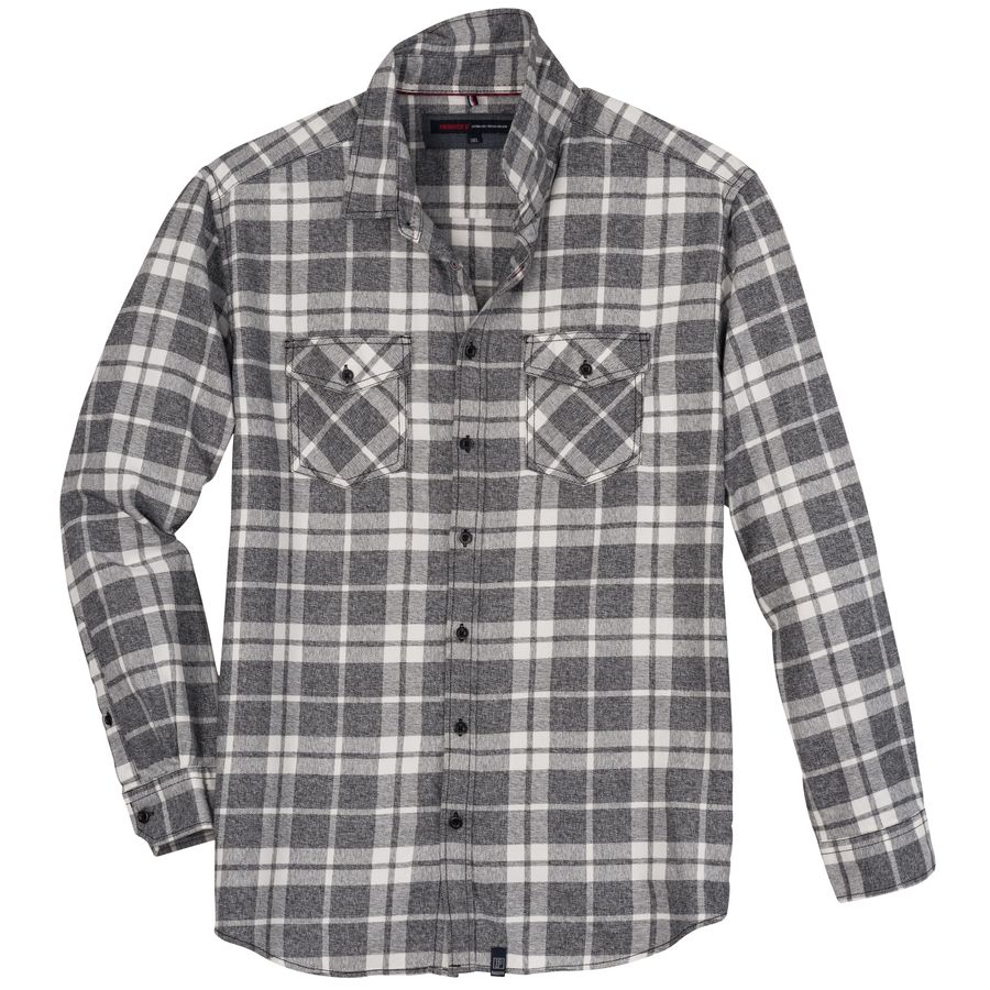 Paddock´s XXL Karoflanellhemd grau melange-offwhite