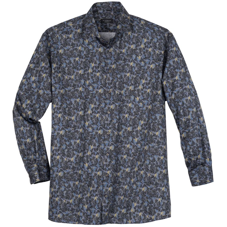 Eterna XXL City Hemd bügelfrei Floral-Design navy