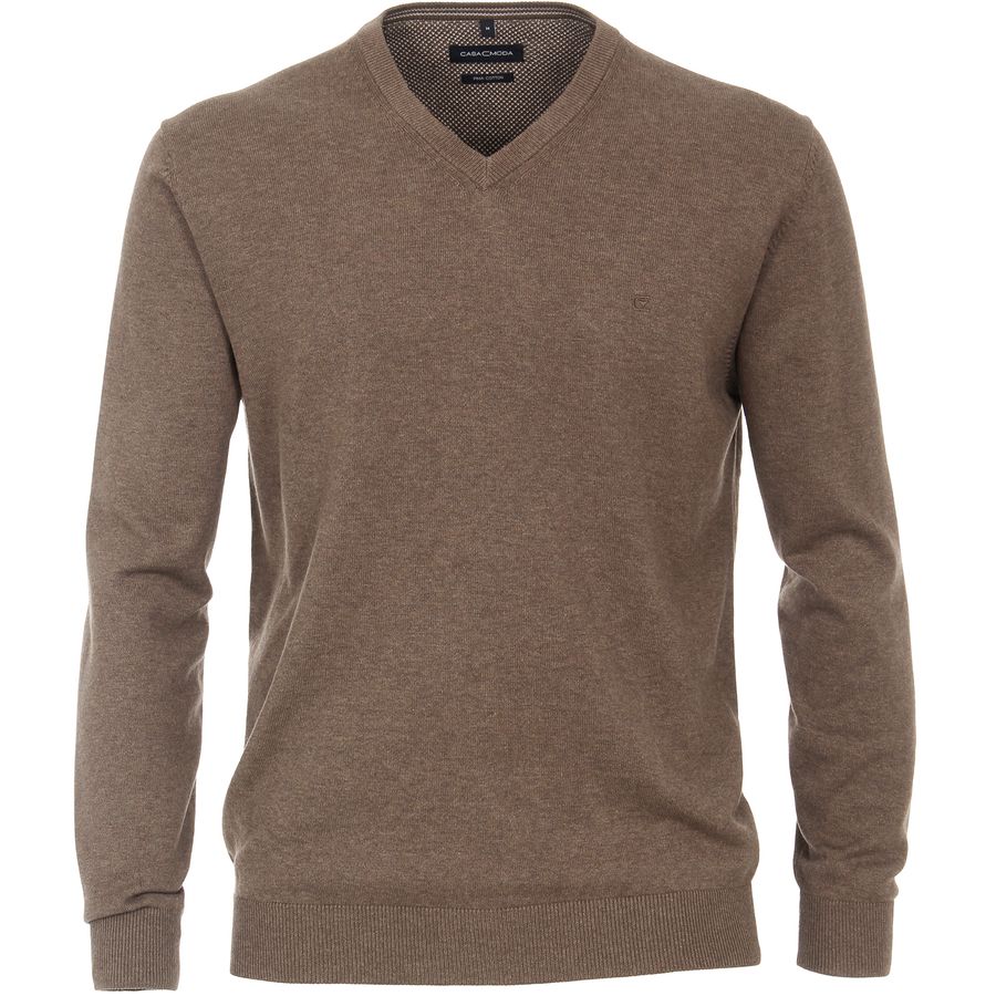CasaModa V-Neck Pullover Übergröße braun melange