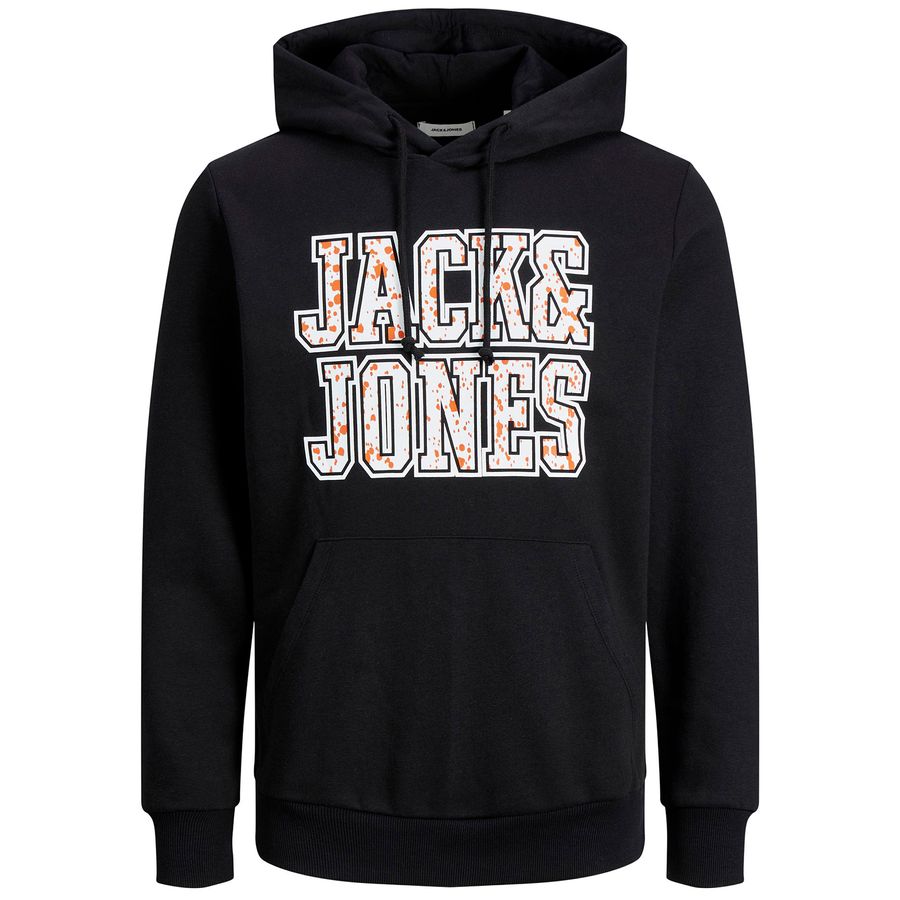 Jack&Jones Logo Hoodie Übergröße JJNEON DOT schwarz
