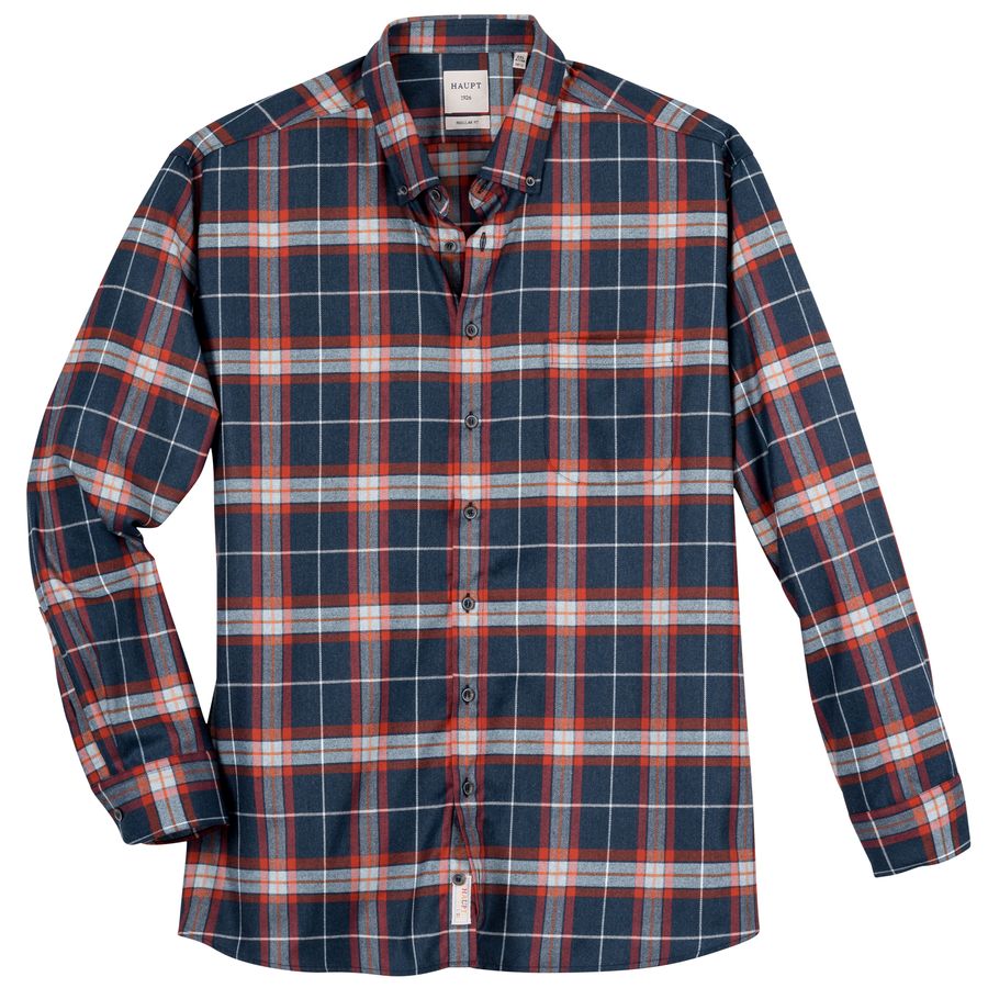 Haupt Übergrößen Langarmhemd orange-navy kariert