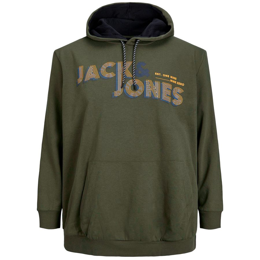 Jack&Jones Kapuzen-Sweater XXL oliv Print 3D-Optik