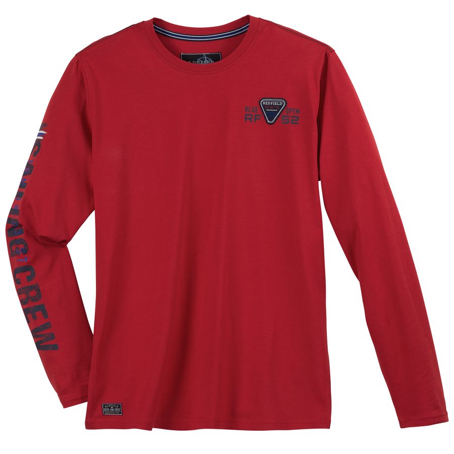 Redfield Longsleeve Übergröße rot Ärmelprint maritim