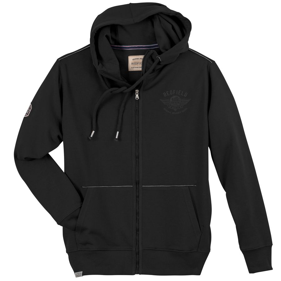 Redfield Sweatjacke Übergröße schwarz Brustprint