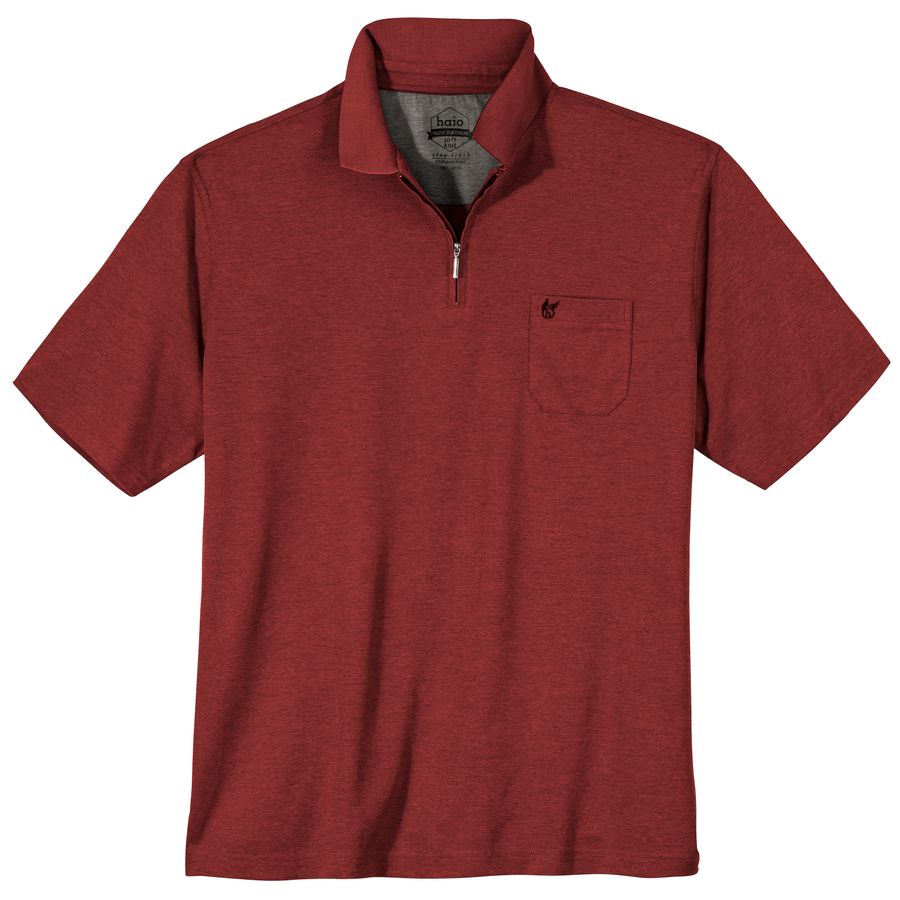 Hajo Zipper Poloshirt XXL Stay Fresh rot melange