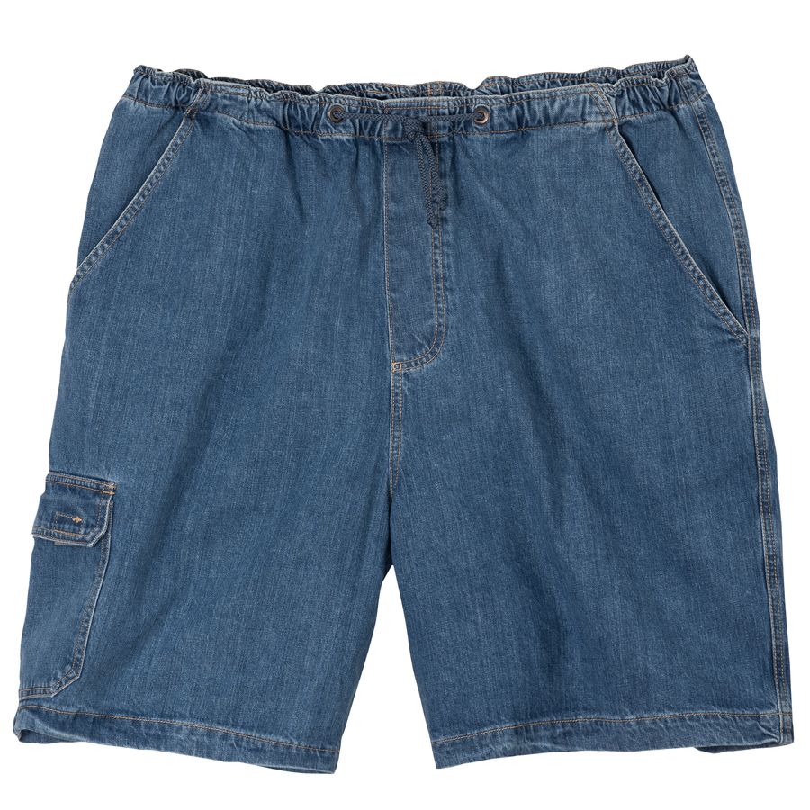 Abraxas XXL Jeans-Cargo Bermuda Gummibund blau