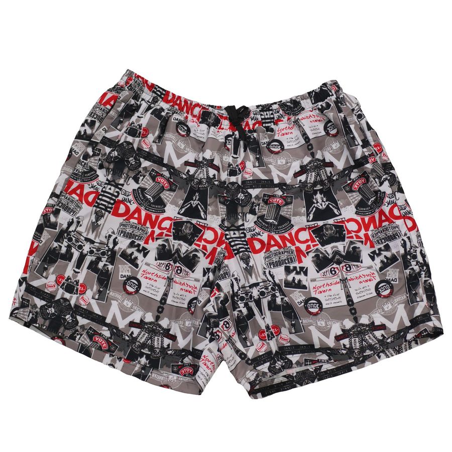 Abraxas XXL Badeshorts grau-weiß-rot Alloverprint